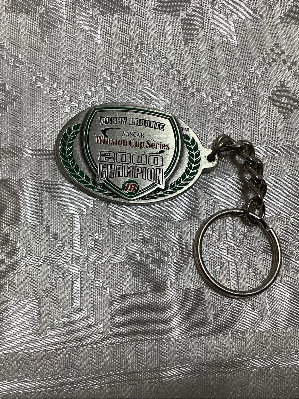 Joe Gibbs Racing Bobby Labonté 2000 Champion Winston Cup Silver Oval Key Ring